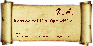 Kratochvilla Agenór névjegykártya